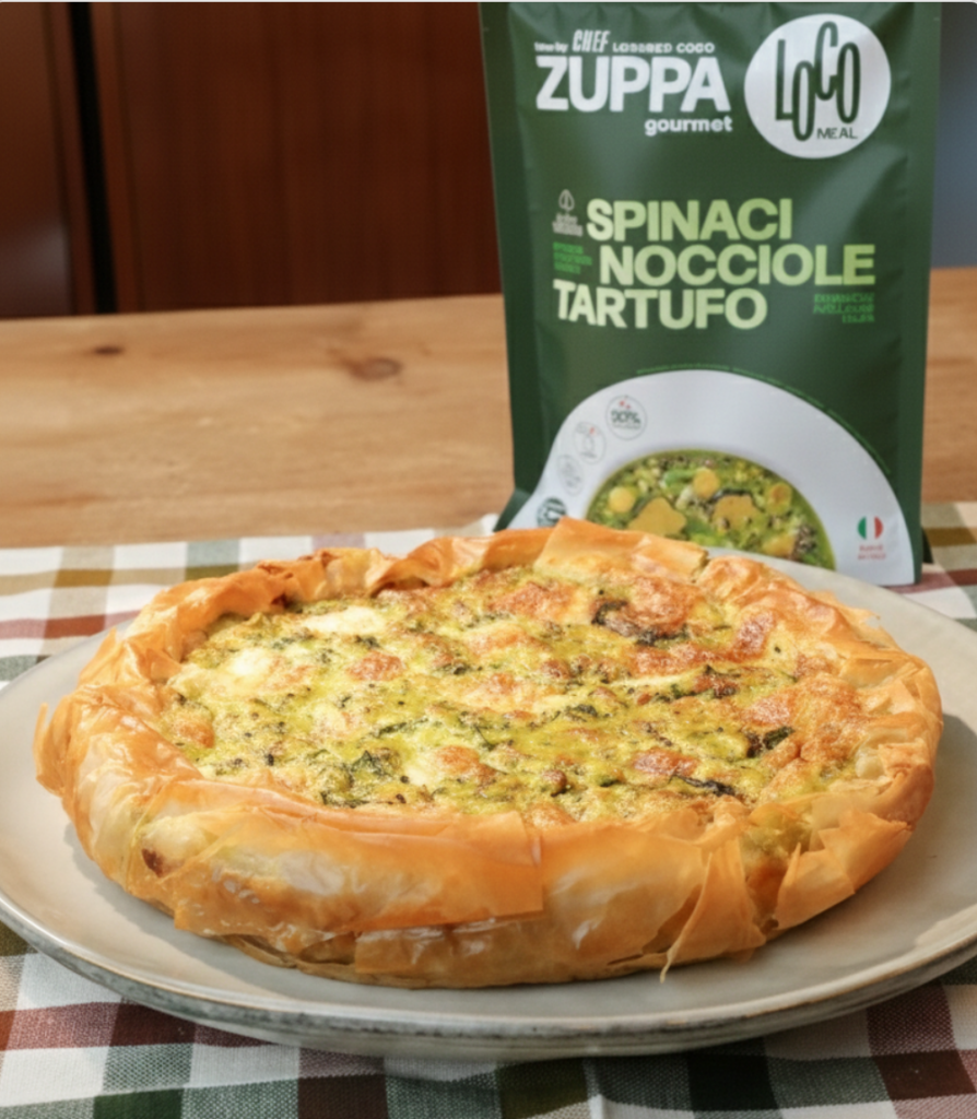 Torta salata di spinaci con LocoMeal agli spinaci nocciola e tartufo