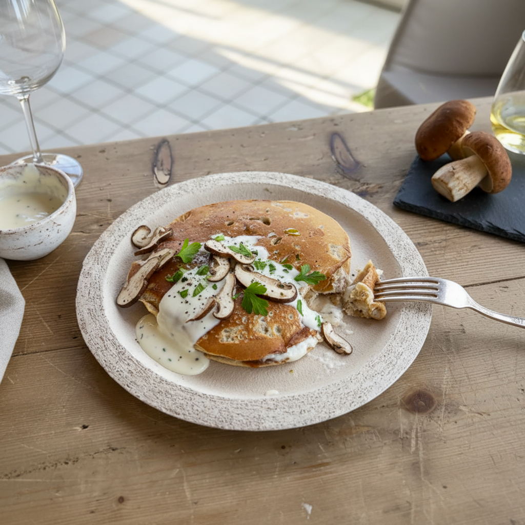 Pancake salati con Locomeal ai porcini e formaggio